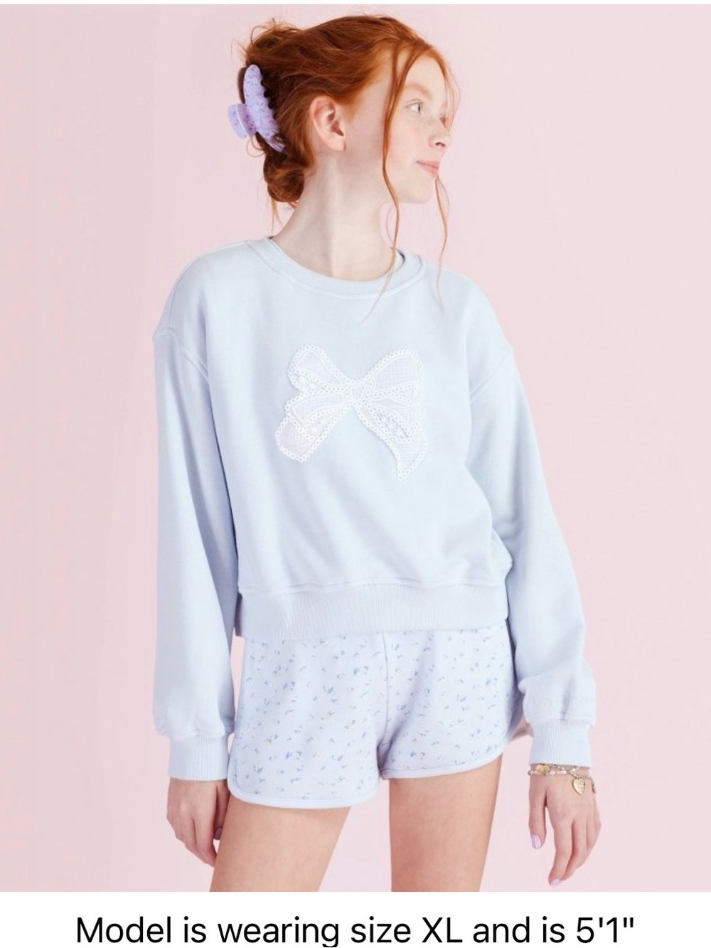 Girls Ella French Terry Bow Appliqué Sweatshirt- Love Shack Fancy x Target Blue